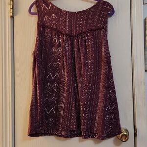Sonoma Maroon Patterned Top